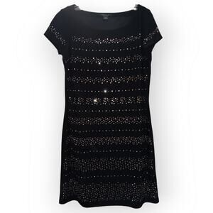White House Black Market Black Cocktail Dress with Gold Silver sequins Size M